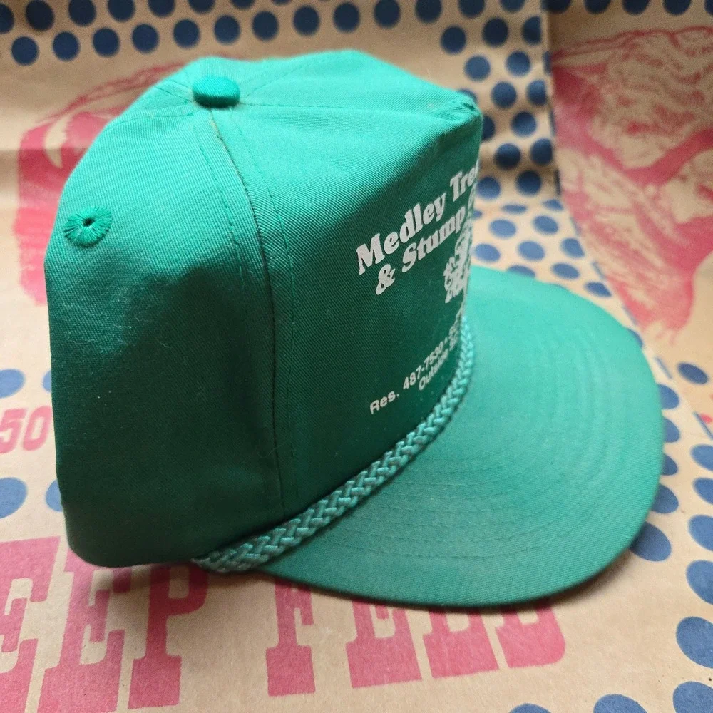 Medley SC Stump Grinding Hat Tree Service USA Trucker Roper‎ Snapback OSFA Green
